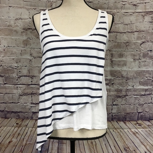 Zara Navy White Stripe Sleeveless Tank Top - Picture 1 of 8